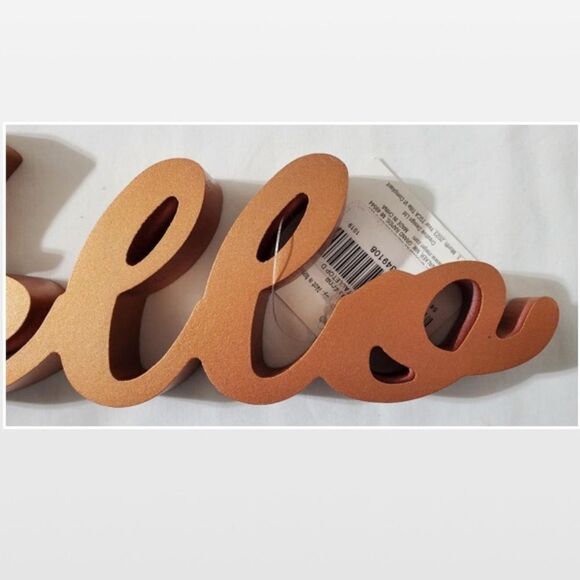 New Gold Hello Decorative Home Sign - Picture 3 of 11